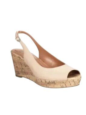 Style & Co Shoes Sz 8.5 Sondire Nude Slingback Wedge Sandal Peep Toe New Other